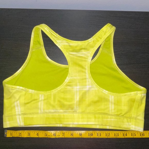 Nike Dri-Fit Sports Bra Green Yellow Plaid - Picture 2 of 2